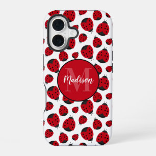 Coque iPhone 16 Motif Red Ladybug personnalisé