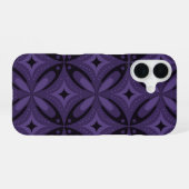 Coque iPhone 16 Motif Rétro de Couleur Violet Foncé (Verso Horizontal)