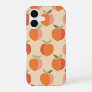 Coque iPhone 16 Motif Rétro Pêche avec Texture Granuleuse
