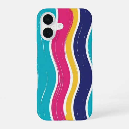 Coque iPhone 16 Motif sans couture à rayures ondulées rétro (Verso)
