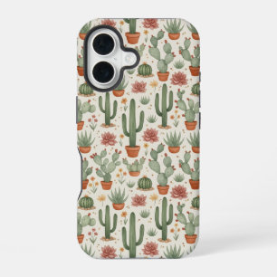 Coque iPhone 16 Motif sans couture de cactus de désert succulent