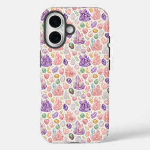 Coque iPhone 16 Motif sans couture de pierres précieuses féminines