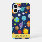 Coque iPhone 16 Motif spatial, Planètes, Étoiles, Cosmos, Votre No (Verso)