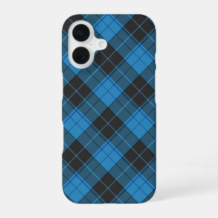 Coque iPhone 16 Motif Tartan Simple en Bleu Foncé