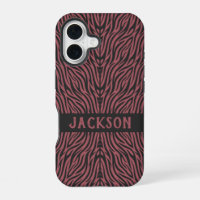 Motif Tigre en Rouge et Gris avec Nom