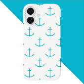 Coque iPhone 16 Motif Turquoise Ancre