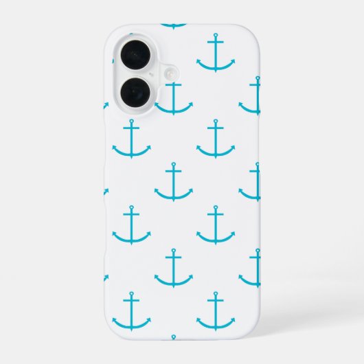 Coque iPhone 16 Motif Turquoise Ancre (Verso)