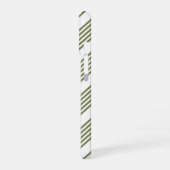 Coque iPhone 16 Motif vert olive et blanc cinq bandes (Côté gauche)
