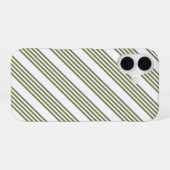 Coque iPhone 16 Motif vert olive et blanc cinq bandes (Verso Horizontal)