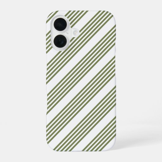 Coque iPhone 16 Motif vert olive et blanc cinq bandes (Verso)