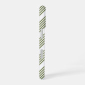 Coque iPhone 16 Motif vert olive et blanc cinq bandes (Côté droit)