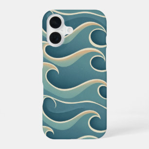 Coque iPhone 16 Motif vintage à vagues stylisées