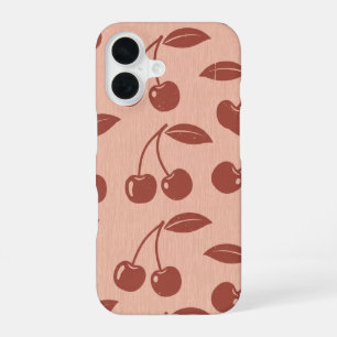 Coque iPhone 16 Motif Vintage avec Cerises Stylisées