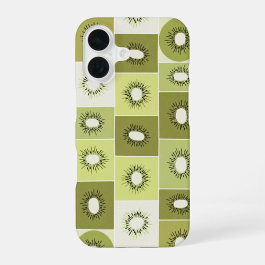 Coque iPhone 16 Motif Vintage avec Kiwis Tranchés (Verso)