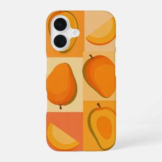Coque iPhone 16 Motif vintage avec mangues stylisées (Verso)