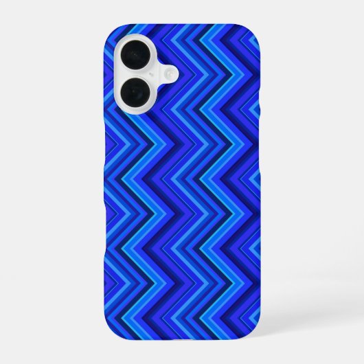 Coque iPhone 16 Motif zigzag rayures bleues (Verso)