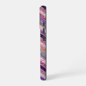 Coque iPhone 16 Motif zigzag violet et rose scintillant (Côté gauche)