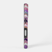 Coque iPhone 16 Motif zigzag violet et rose scintillant (Côté droit)