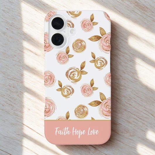 Coque iPhone 16 Motivational Quote Pink Floral Phone Case
