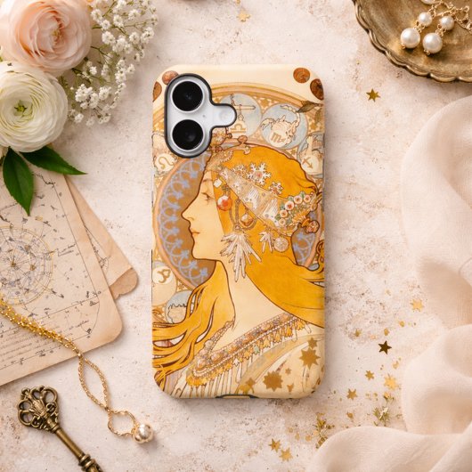 Coque iPhone 16 Mucha Zodiaque