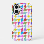 Coque iPhone 16 Multicolor Houndstooth+Motif blanc (Verso)