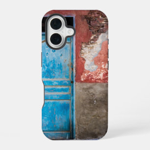 Coque iPhone 16 Mur coloré avec porte bleue