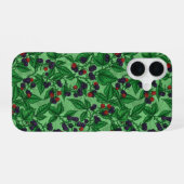 Coque iPhone 16 Mûres sur fond vert (Verso Horizontal)