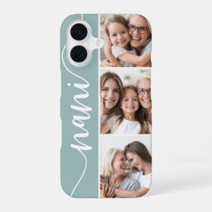 Coque iPhone 16 Nani Script Grand-mère Photo Collage