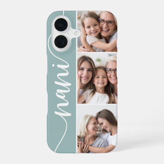 Coque iPhone 16 Nani Script Grand-mère Photo Collage (Verso)