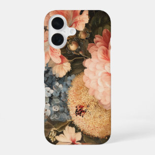 Coque iPhone 16 Nature morte florale vintage avec floraison rouge 