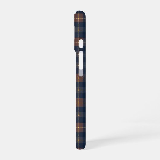 Coque iPhone 16 Navy and Brown Plaid Pattern (Côté gauche)