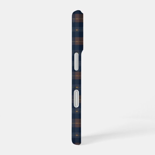 Coque iPhone 16 Navy and Brown Plaid Pattern (Côté droit)