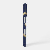 Coque iPhone 16 Navy Blue Moon and Gold Grid Design (Côté droit)