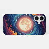 Coque iPhone 16 Nébuleuse Rétro Lune (Verso Horizontal)