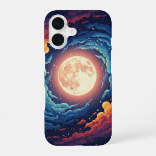 Coque iPhone 16 Nébuleuse Rétro Lune