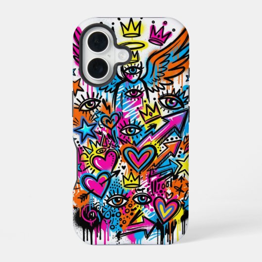 Coque iPhone 16 Neon Angel vs Devil Graffiti iPhone 16 case (Verso)