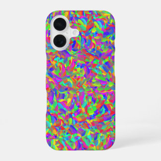 Coque iPhone 16 Neon Bright Rainbow Confetti Abstrait