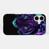 Coque iPhone 16 Neon Galaxy Tiger Glowing Eyes Phone Case (Verso Horizontal)