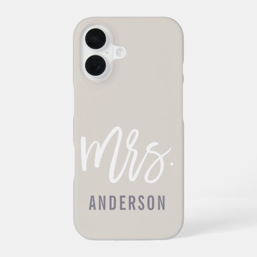 Coque iPhone 16 Neutral Pastel New Mrs Nom Mariée (Verso)