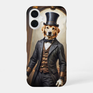 Coque iPhone 16 Noble Retriever doré en robe victorienne 