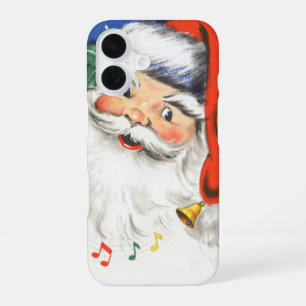 Coque iPhone 16 Noël vintage, joyeux Père Noël avec de la musique