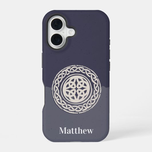 Coque iPhone 16 Nœud celtique avec nom (Verso)