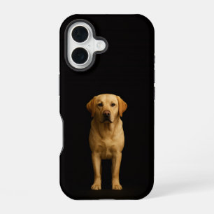 Coque iPhone 16 Noir 4 Luxe iPhone 16 Mate, Labrador Minimaliste