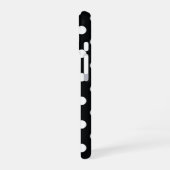 Coque iPhone 16 Noir à pois blancs (Côté gauche)