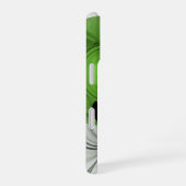 Coque iPhone 16 Noir Abstrait et blanc avec art fractal vert (Côté droit)