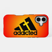 Coque iPhone 16 Noir accro (Verso Horizontal)