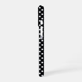 Coque iPhone 16 Noir avec pois blancs (Côté gauche)