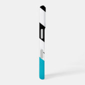 Coque iPhone 16 Noir, Blanc, Bleu, Grille moderne, Nom (Côté droit)