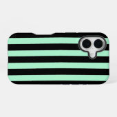 Coque iPhone 16 Noir et vert menthe (Verso Horizontal)