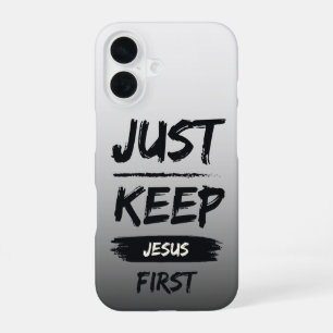 Coque iPhone 16 Noir Gardez Jésus en premier